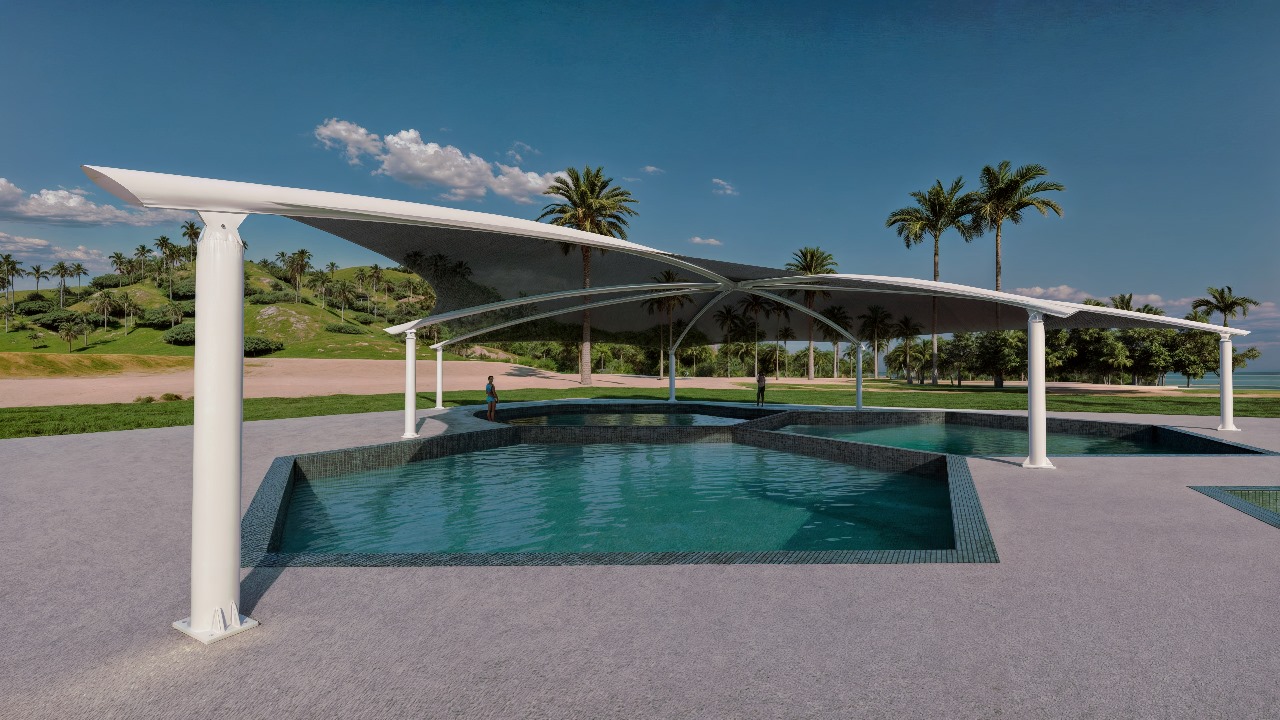 Terraza residencial con alberca — Monterrey, NL